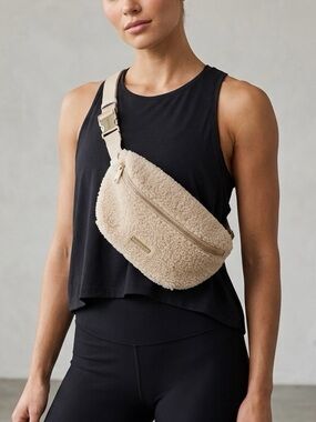 Loeffler Randall Cream Sophie Sherpa Belt Bag Fleece Fanny Pack
